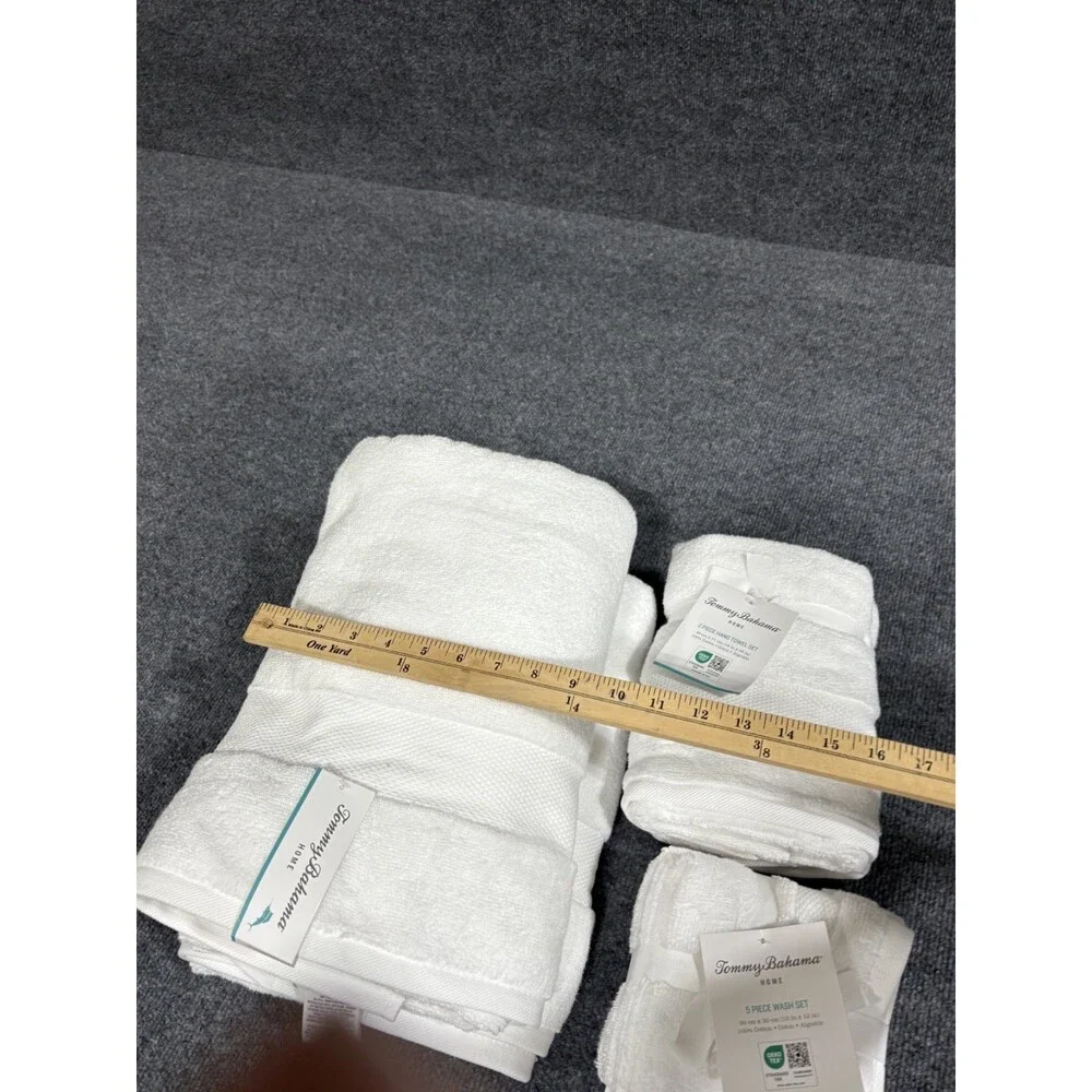 Tommy Bahama 9 Piece Premium Cotton Bath Towel Set Solid White NEW